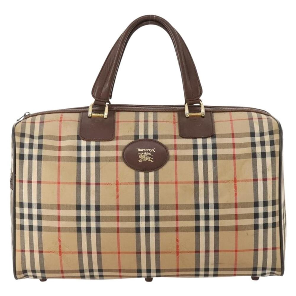 Burberry Nova Check Canvas Boston Bag Beige